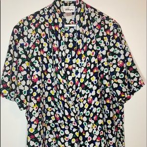 Vintage Worthington Flower Blouse One-Button Top